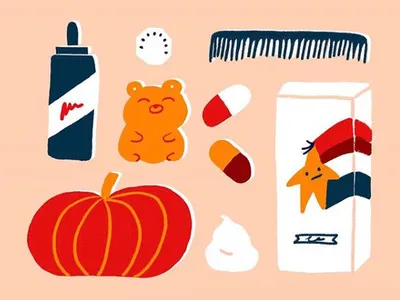 Hairloss bear comb cute foam graphic hairloss icons illustration pumpkin