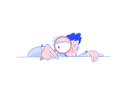 Where is it? blue boy character character concept character design drawing eye illustration look magnifier magnifying glass search searching vector