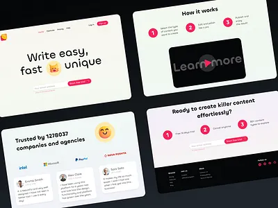 AI Writer Landing Page Design ai ai writer design landing page ui ux web design website website design