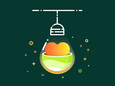 The world in the light bulb-2 icon illustration