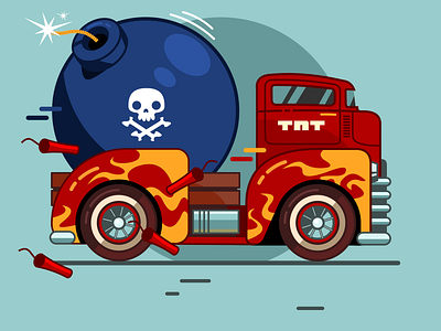 Bomb-O-Car auto car challenge design febrally flat illustration racing vector vintage