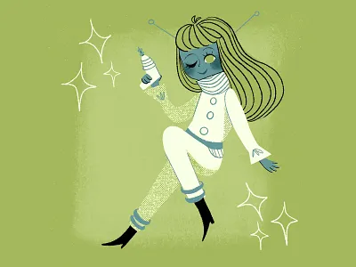 Space Girl childrens illustration design fashion illustration kid lit mid century design mid century modern mid mod retro future space age