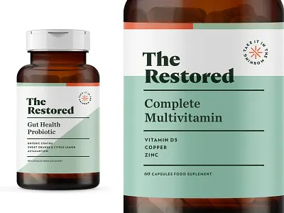 The Restored pt1.2 branding design identity label logo multivitamin packaging sage start up supplement vitamin vitamins wellness