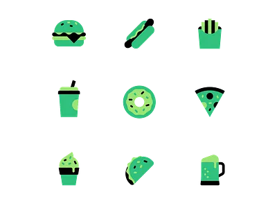 Rotten Junk Food Icons beer burger cola donuts fry frypotato hotdog ice cream pizza rotten slice taco