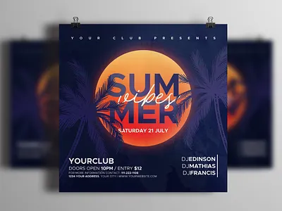 Summer Vibes Party Flyer advertisement beach party club club flyer design flyer flyer design flyer template music night club party flyer photoshop photoshop template poster poster design summer summer flyer summer party summer vibes