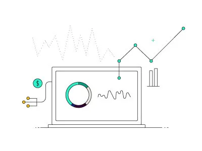 Data bits data finance illustration laptop