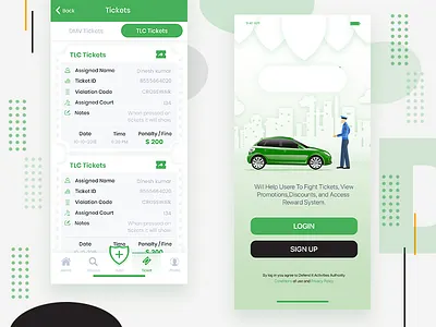 Design Mobile app app design car app category app design design app design uiux feed app follow homage home screen illustration mobile design onboarding police ticket ui ux vector