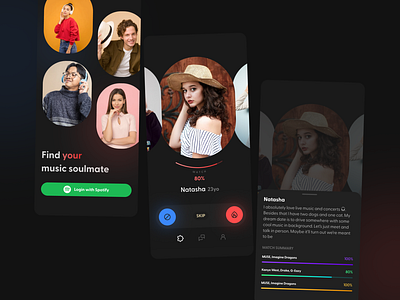 🎧 Music Dating App - Concept app bottommenu dating design dribbble images login menu people swipe tinder ui uiux userexperience vector