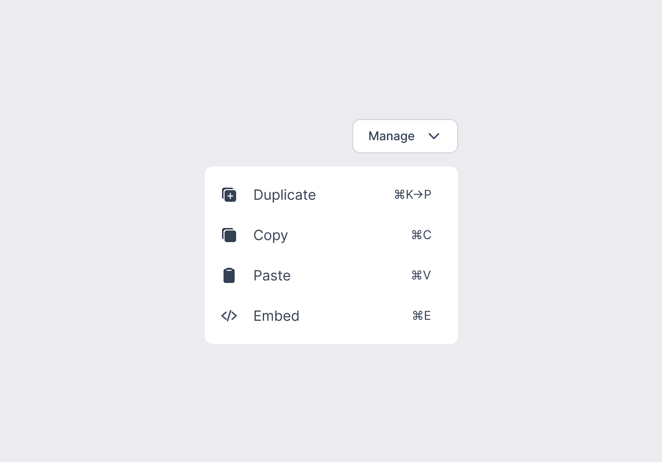Dropdown Menu UI - SaaS b2b button dashboard design dropdown hover icons saas shortcuts ui