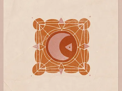 Fractured Moon Icon bold branding hand drawn illustration ink logo print retro vector vintage