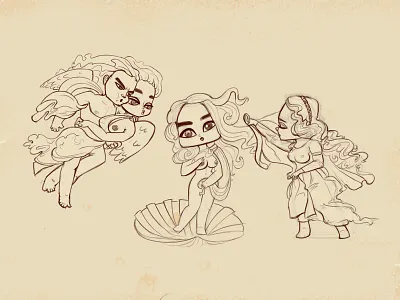 Birth of Venus app illustration character design drawing game art hidden object game illustration spine animation