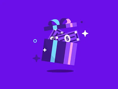 Surprise! app blue branding cash design geometric gift illustration money prize product illustration product illustrator star vector web win