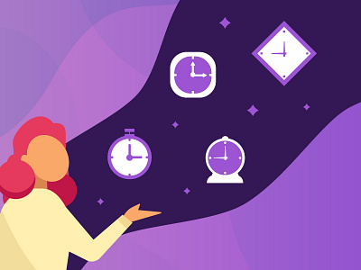 Time character clocks illustration illustrator time