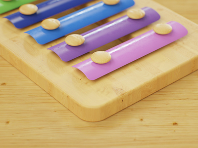 Colorful Music Toy cinema4d octane render texture wooden