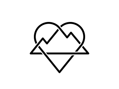 Eternal Mountain Love clothing heart icon line art logo mountain signet vector