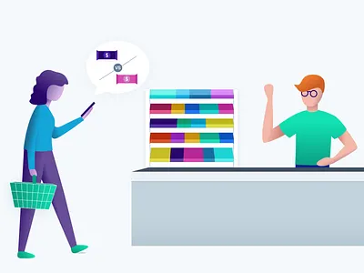 Shopping Illustration character checkout colors customer graphic design grocery illustration illustrator people shopping