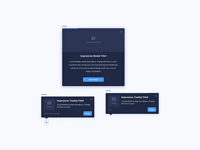 Dark Themed Guide Types UI Design boardme daily ui dailyui hotspot ildiesign ildiko ignacz modal onboarding pop up tooltip ui ui design ui pattern ui practice ux ux design