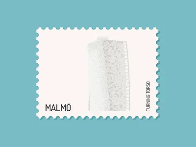 Malmö - Turning Torso architect building city design grain illustration malmö noise postage postage stamp santiago calatrava shade shading stamp stamps sweden texture turning torso vector