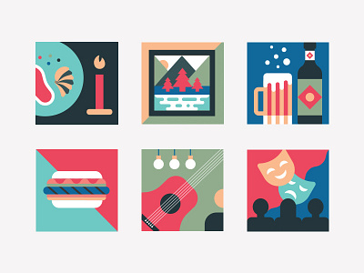 Washington DC Icon Set arts camping colorful concerts dinner drink food icons illustrations internship summer summer party theater washington dc