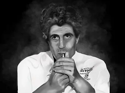 Anthony Bourdain Illustration apple pencil black and white design digital art digital painting illustration ipad procreate procreate app
