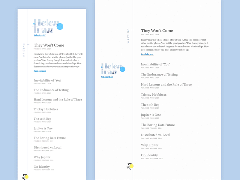 V11.0 Homepage blog clean grid landing page layout mobile redesign responsive responsive design typography website