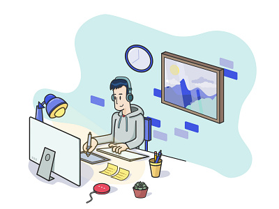 Working design designer drawing illustration illustrator imac vector art work desk