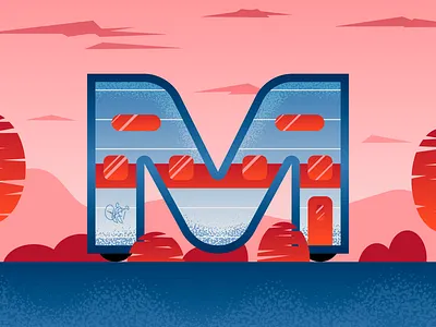 36 Days Of Type — M 36daysoftype clean flat geometric gradient graphic house illustration illustrator texture vector