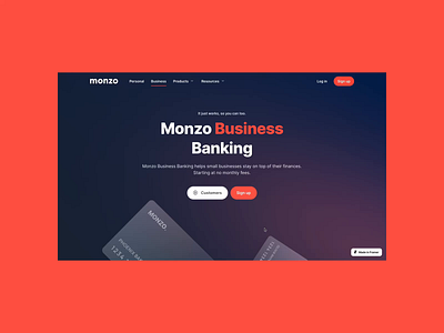 Monzo Business Landing Page Re-design Exploration design product design tech ui ux web website