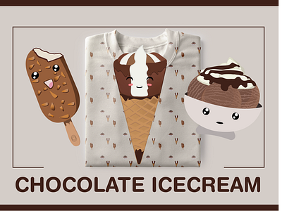 Chocolate Ice Cream brown choco chocolate chocolate milk cute dessert eyes ice icecream illustration smile sweet tiny