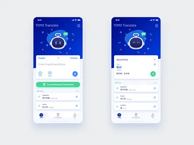 TOMO Translate-English to Chinese App ai app design dribbble google icon ios ios 12 translate ui ux