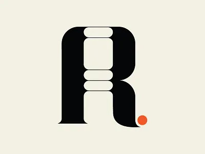 Another "R" black character display ex[erimental fun r red retro tapered typography