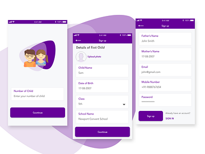 School App design home screen illustration school app sign in sign up ui ux vector