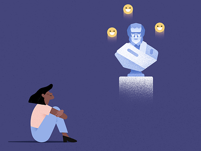 Aristotle adobe illustrator adobe photoshop aristotle editorial illustration girl grain grainy happiness happy illustration illustrator purple sculpture smile texture