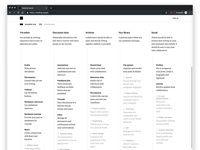 Reading Supply — Landing Page — Features marketing page