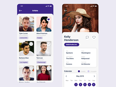 Artists App Design Light Version adobe xd app artists color design imdb interface ios simple ui ux