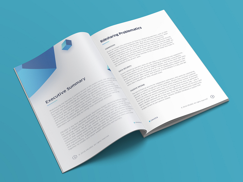 CRUZEO - Whitepaper Design blockchain decentralized clean white blue paper art design tech block whitepaper magazine book