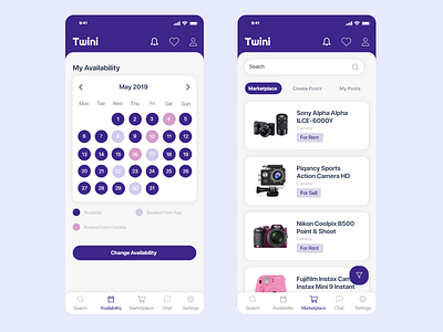 Calendar & Marketplace Screen Design Light Version adobe xd app artists calendar date ios marketplace ui ux