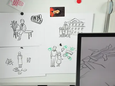 Storyboard from video explainer about Janusz Korczak art design dinksy drawing explainer video graphic handmade illustration janusz korczak kids marker storyboard vector video explainer whiteboard
