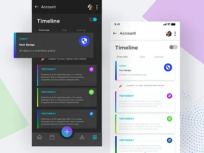 Timeline Concept account app black black white timeline