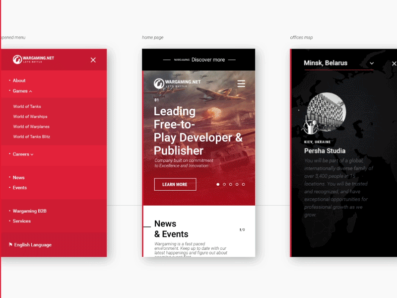 Wargaming.com: Mobile animation brand design digital graphic grid interaction interface minimal mobile mobile animation system tanks typogaphy ui wargaming web webdesign world of tanks wot