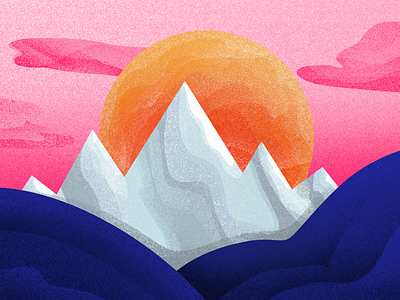 Sunset in the mountains agency design drawing etheric illustration logo minimal mountain mountains procreate shadow shadows skyline sun sunset