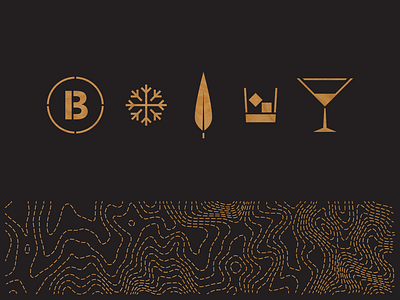 Breathtaker Bar Front bar cocktail contours icons leaf martini texture vintage