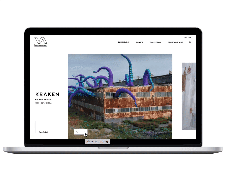 Museum of Arts Website / Gallery Animation interaction design invisionstudio ux ui design