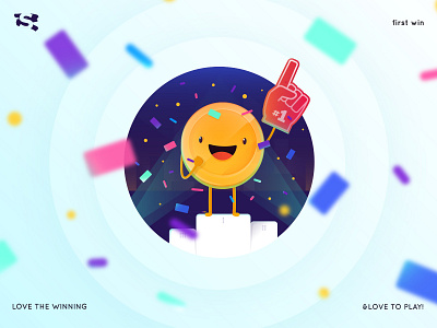 First Win app character coin illustration illustrator mobile vector