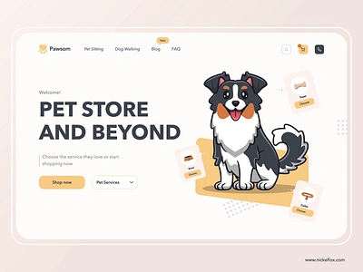 PetCare Landing Page - Pet Shop Experience dashboard design ecommerce hero concept illustration landing landing page design landing page ui landing ui landingpage online store pet products pets petstore shopping ui ux web web design web site