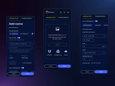 NFT Uploading mobile 3d animation artwork design graphic design illustration marketplace nft ui ux