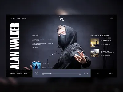 Alan Walker web site concept alan walker concept design design designer figma music design photoshop ui ui ux ui deisgn user experience design user interface user interface design ux ux design web webdesign webdesigner вебдизайн дизайн