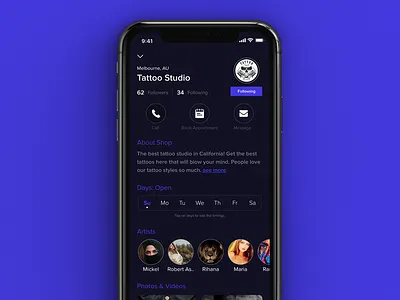 Tattoo App adobe xd app design black ui blue app dark app tatto ui tattoo tattoo app tattoo design tattoo mobile app ui ux design ui deisgn ui design ui design ux design ux design