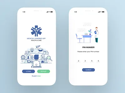 E Learning app illustration learning app medical app nurse ui vector