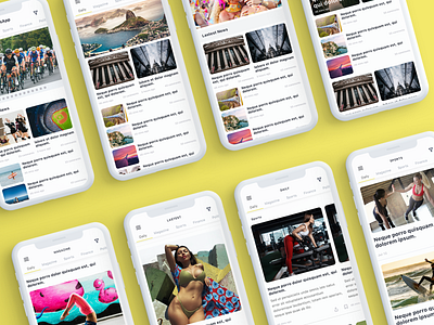 Nev - News App UI Kit app blog ios light listing mobile sketch ui ui8 vector